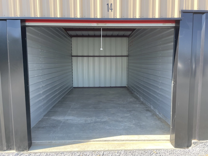 In side a clean 10x20 storage unit at Mountaineer Storage LLC in Chuckey, Tennessee